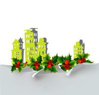 Ripped paper background with holly City street N3