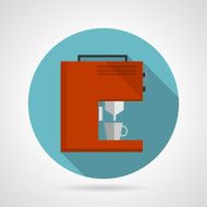 Flat color red coffee machine vector icon N2
