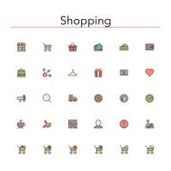 Shopping Colored Line Icons