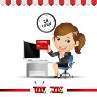 Businesswomen use credit card in online shop