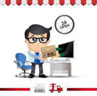 Businessman buy item from online shop and fast delivery