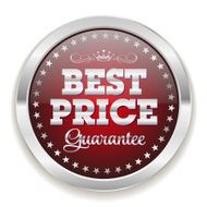 Red best price badge with silver border