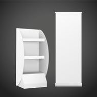 blank display with shelves and roll up banner N4