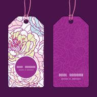 Vector colorful line art flowers vertical round frame pattern tags