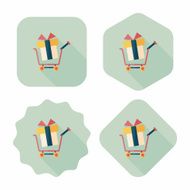 shopping cart flat icon with long shadow N51