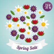Spring sale label with flowers