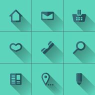 Set of blue icons for website menu Flat design N2
