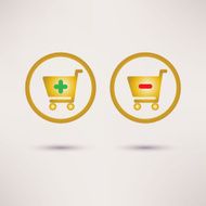 Shopping cart icons Plus and minus signs Vector set N2