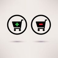 Shopping cart icons Plus and minus signs Vector set N3