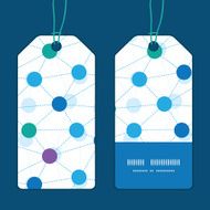 Vector connected dots vertical stripe frame pattern tags set N2