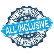 All inclusive grungy stamp isolated on white background
