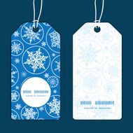 Vector falling snowflakes vertical round frame pattern tags set N2