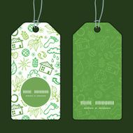 Vector ecology symbols vertical round frame pattern tags set