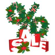 Christmas Sale festive wreath percernt with paper present bags