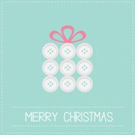 Gift box white buttons Appligue Dash line Merry Christmas Flat