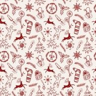 doodle seamless winter and Christmas pattern N5