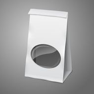 Blank white vector realistic paper packaging bag with transparent window N2