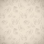 Seamless woman&#039;s stylish shoes sketch pattern