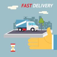 Fast Free Delivery Symbol Shipping Hourglass Timer Sandglass Icon Truck