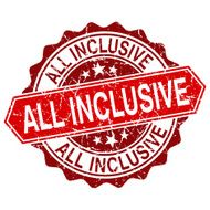 All inclusive red vintage stamp isolated on white background