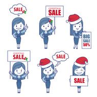 Business Characters girls for holiday sale banner