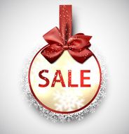 Sale label with red gift bow N4