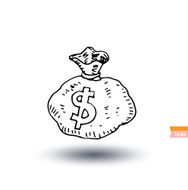 Bank icon money hand drawn illustration N3