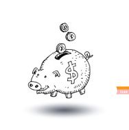 pig Bank icon hand drawn illustration N6