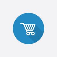 shopping cart Flat Blue Simple Icon with long shadow N4