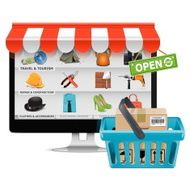 Vector Computer Shop with Basket