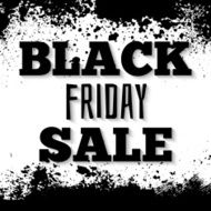 Black friday announcement on grunge ink splattered background