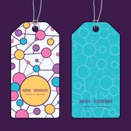 Vector molecular structure vertical round frame pattern tags set