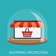 Shopping Protection Flat Concept for Mobile Apps