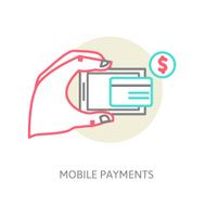 line design illustration in modern stylish processing of mobile payments N2