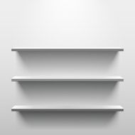 Shelves with shadow in empty white room N2