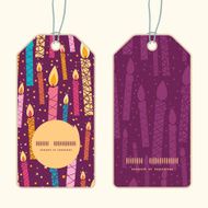 Vector colorful birthday candles vertical round frame pattern tags set