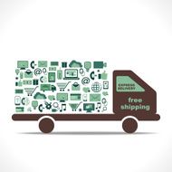 shipping vechile design with shopping icon