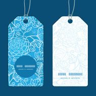 Vector blue field floral texture vertical round frame pattern tags