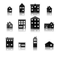 Modern trendy retro house street flat icons set vector illustration