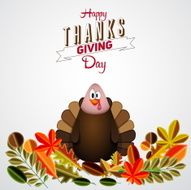 Vintage cartoon of turkey bird for Happy Thanksgiving