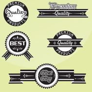 Black and white Vintage premium quality labels set Vector elements