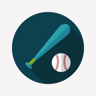Baseball flat icon with long shadow eps10 N13