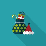 Christmas gift baskets flat icon with long shadow eps10 N76