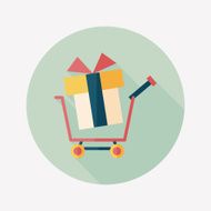 shopping cart flat icon with long shadow N52