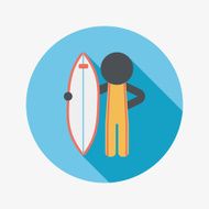 surfing flat icon with long shadow N13