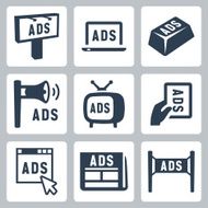 Vector isolated advertisment icons set