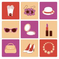 Woman accessories flat icon set N2