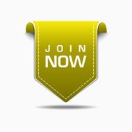 Join Now Yellow Label Icon Vector Design