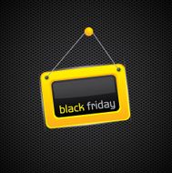 Hanging black friday panel on metal background