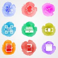 Vector creative colored icons for web finance market